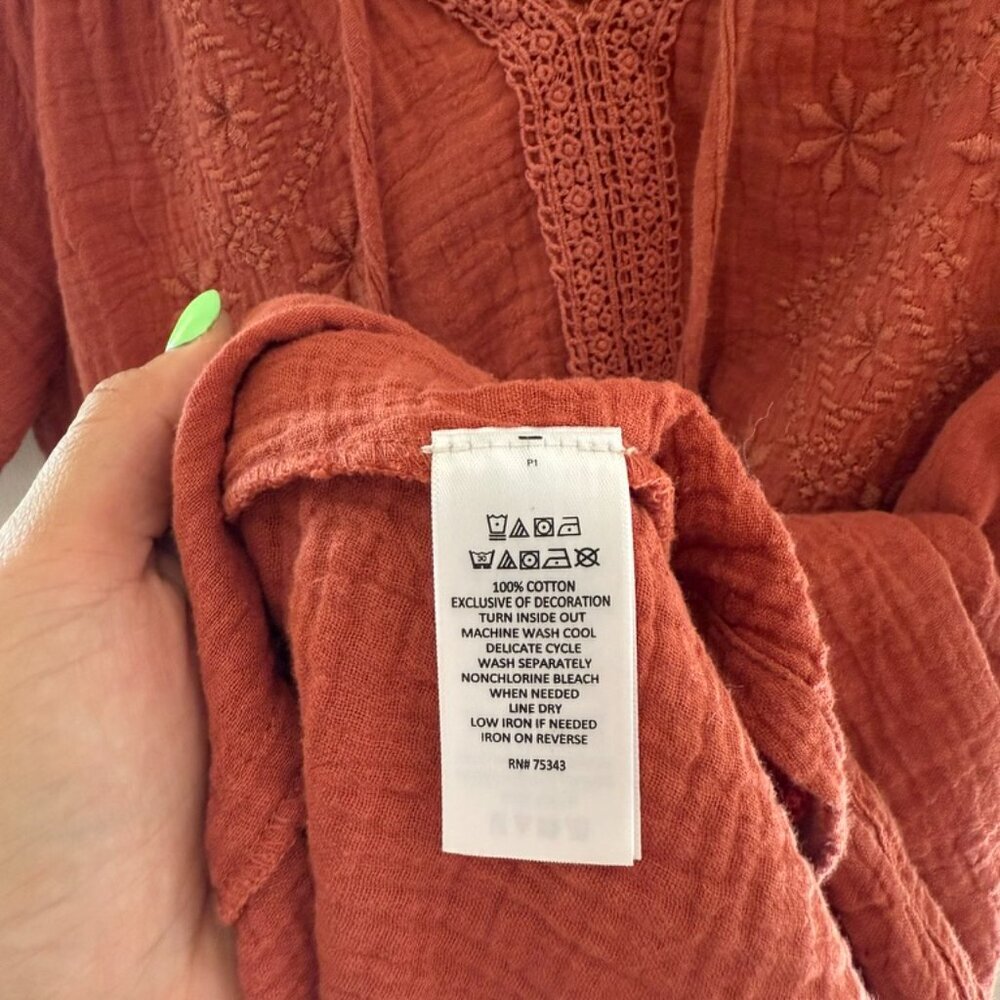 Lucky Brand Dress Womens Medium Cowgirl Core Western Floral Embroidered - Picture 7 of 7